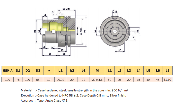 HSK-A50 (DIN 69893-1) Form A : Technical Information​